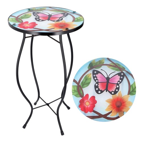 Iron glass round side coffee - side,